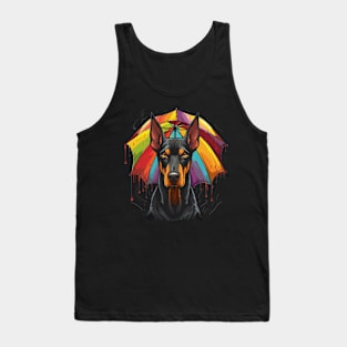 Doberman Rainy Day With Umbrella Tank Top